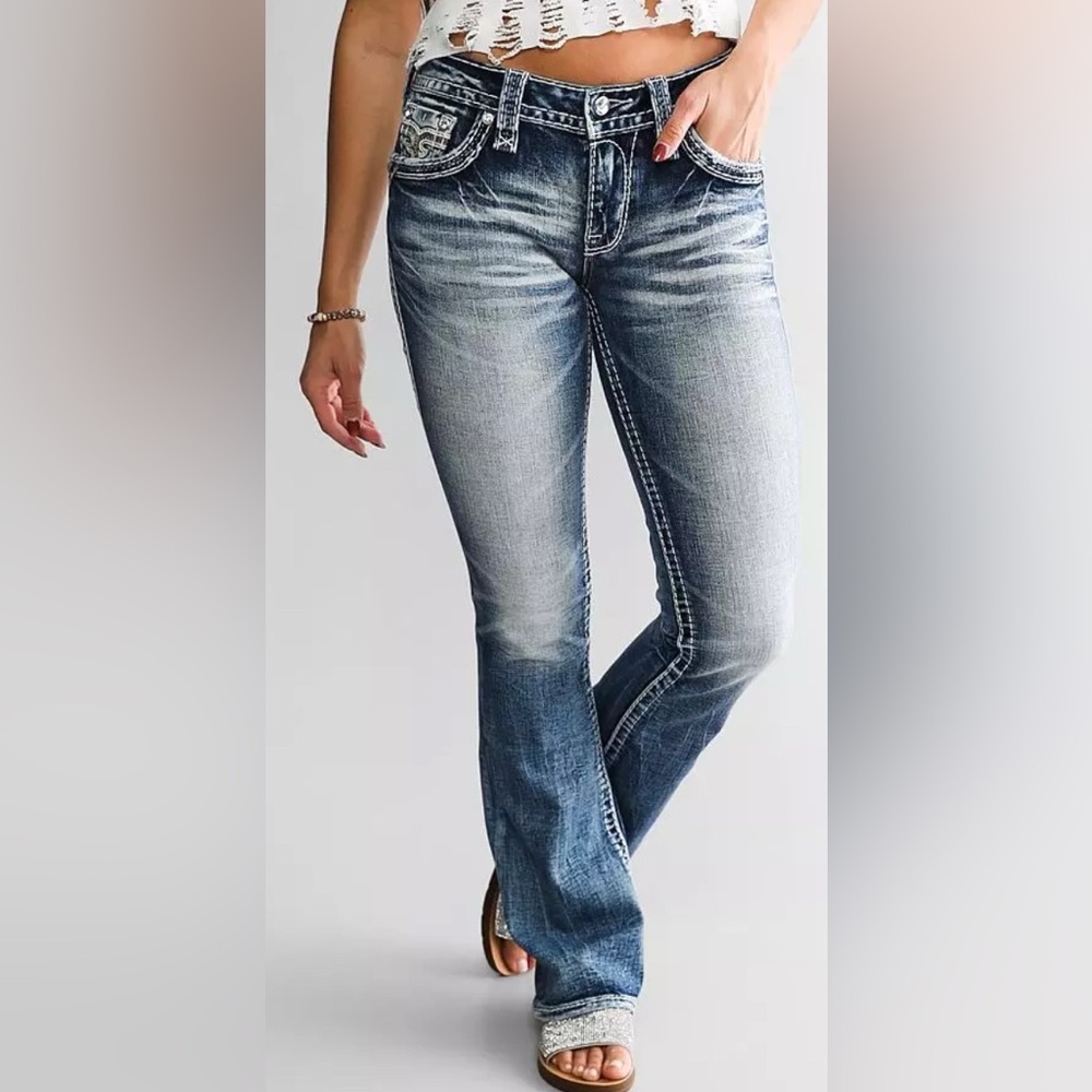 Rock Revival Amber Low Rise Light Wash Bootcut Jeans Size 23/32 Worn Once - Picture 3 of 6